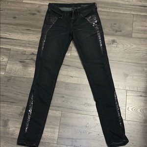 Black Blank NYC jeans with sequin embellishments.